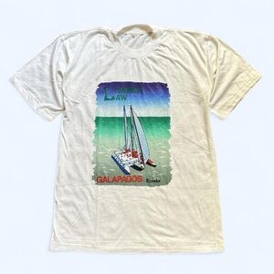 Vintage 1990s Galapagos Ecuador sailboat Graphic T-Shirt XL
